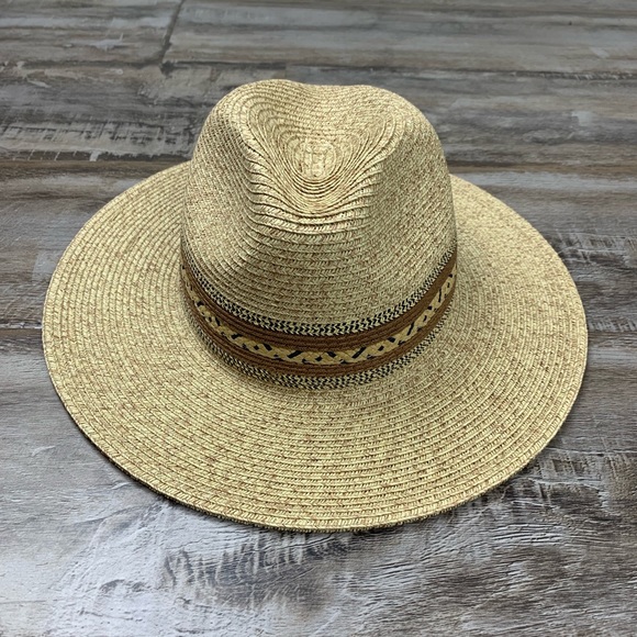Sunset Trail Straw Rancher Hat Tan Brown Wide Brim - Picture 8 of 8
